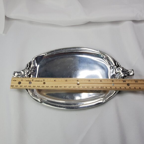 Arthur Court Oval Serving Tray With Longhorn Bull Head Handles 11x6 inches - Picture 4 of 11